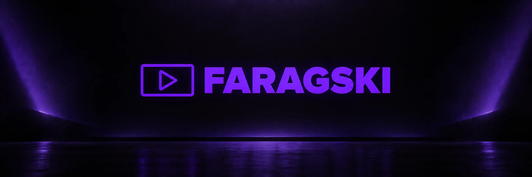 FARAGSKI in purple with its outlined screen and play symbol